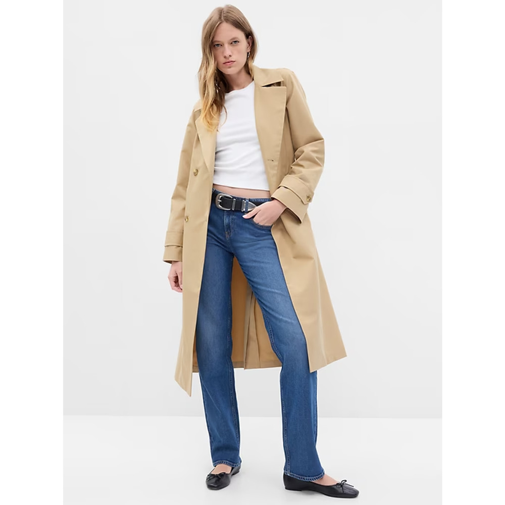 NWT GAP Women's Classic Belted Trench Coat Khaki Tan Double Breasted Size XL